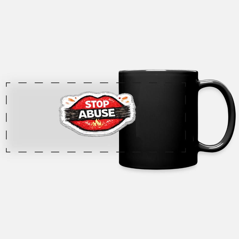 Stop Abuse Awareness Activist Sticker - Full Colour Panoramic Mug - black