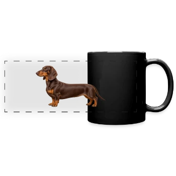 Schwarze Tasse mit Kurzhaardackel-Motiv