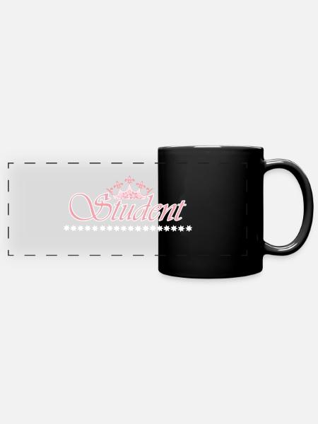 Student Krone - WEISS-ROSE - Panorama-Tasse farbig - Schwarz