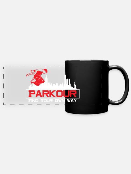 Parkour Freerunner Le Parcour - Panorama-Tasse farbig - Schwarz