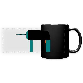 Bohrer Werkzeug Geschenkidee Handwerker Hobby - Panorama-Tasse farbig - Schwarz - Vorne