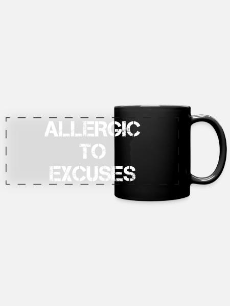 Allergic To Excuses - Panorama-Tasse farbig - Schwarz