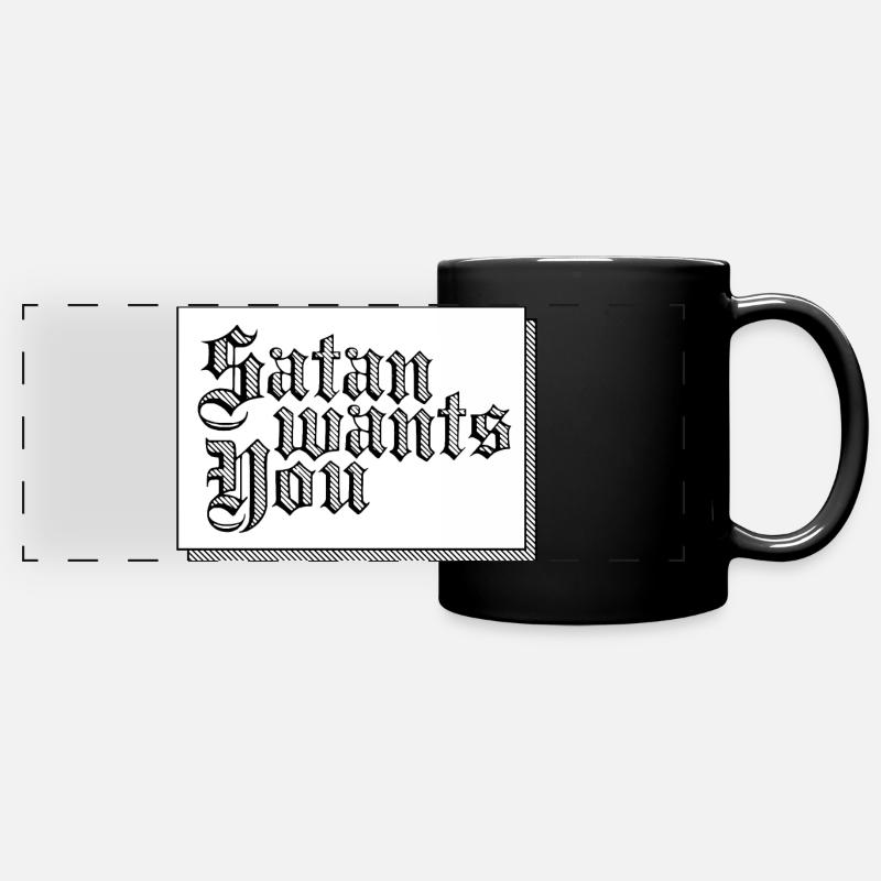 Satan te veut - Mug panoramique uni - noir