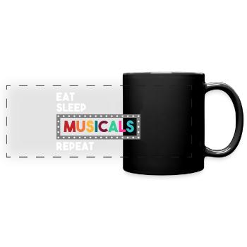 Musical Musicals Theater Sprüche - Panorama-Tasse farbig - Schwarz - Vorne