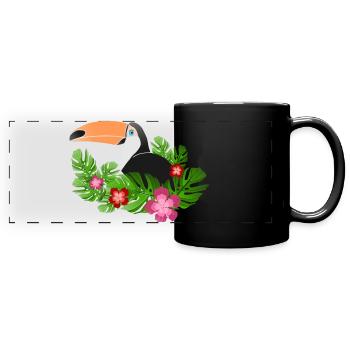 Tukan - Panorama-Tasse farbig - Schwarz - Vorne