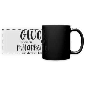 Glück Mitarbeiter Kollege Bedanken Geschenk - Panorama-Tasse farbig - Schwarz - Vorne