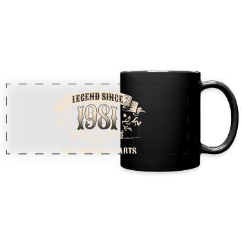 Retro Vintage Birthday Legend Since 1981 - Panorama-Tasse farbig - Schwarz - Vorne