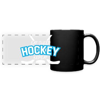 Manger dormir Hockey Répéter - Mug panoramique uni - noir - Devant