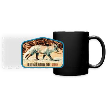 Anderdalen Snow Fox Patch: Nordische Fauna - Panorama-Tasse farbig - Schwarz - Vorne