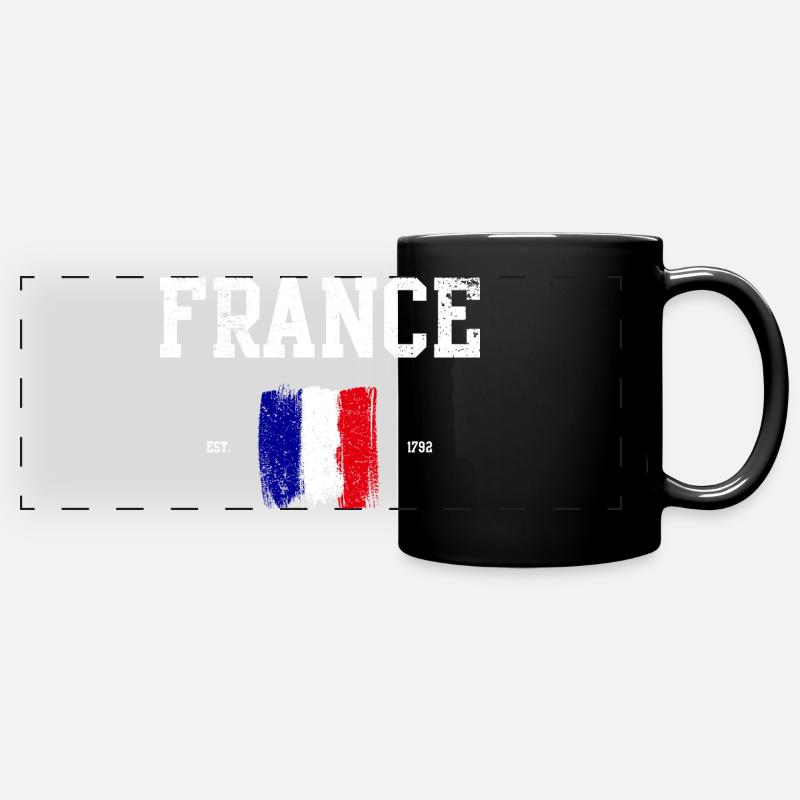 French Flag Paint Strokes Design - Full Colour Panoramic Mug - black