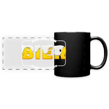 Erstmal Bier – Damm Reden Wir - Panorama-Tasse farbig - Schwarz - Vorne