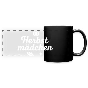 Autumn girl nature motif design - Full Colour Panoramic Mug - black - Front