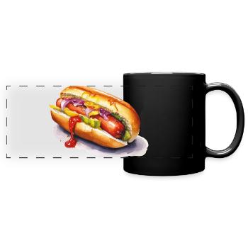 Farbiger Hotdog - Panorama-Tasse farbig - Schwarz - Vorne