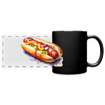 Hotdog Straßenkunst Illustration - Panorama-Tasse farbig - Schwarz - Vorne