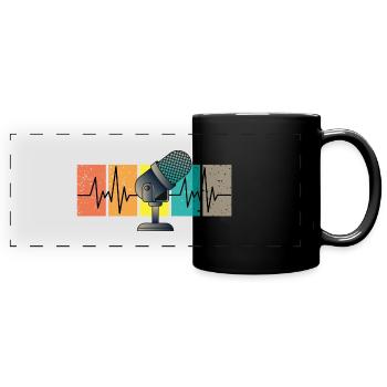 Heartbeat avec microphone au look rétro vintage - Mug panoramique uni - noir - Devant