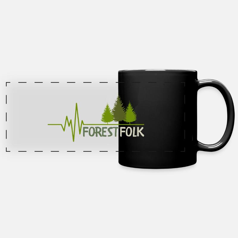 Forest Folk Logo mit Herzschlag - Panorama-Tasse farbig - Schwarz