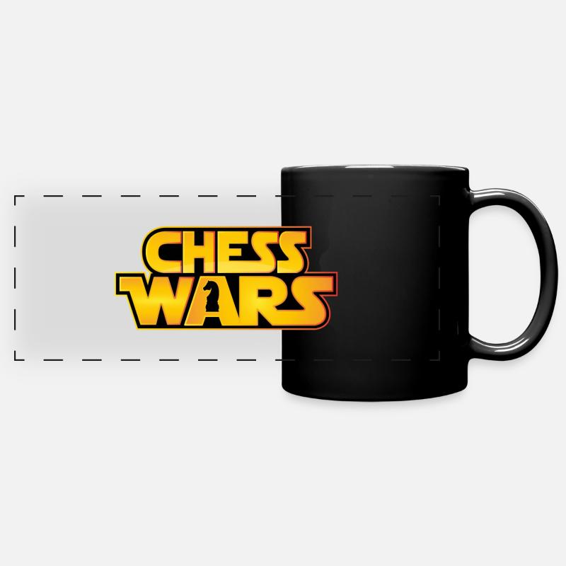 Chess Wars - Pferd Knight - Schach Spiel Figur - Panorama-Tasse farbig - Schwarz