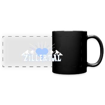 Zillertal - Panorama-Tasse farbig - Schwarz - Vorne