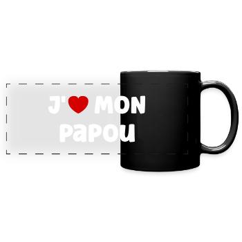 J'AIME mon papou - Mug panoramique uni - noir - Devant