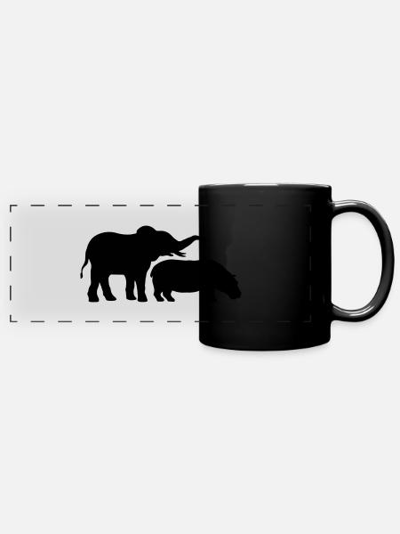 Nilpferd Elefant Dickhäuter Team - Panorama-Tasse farbig - Schwarz
