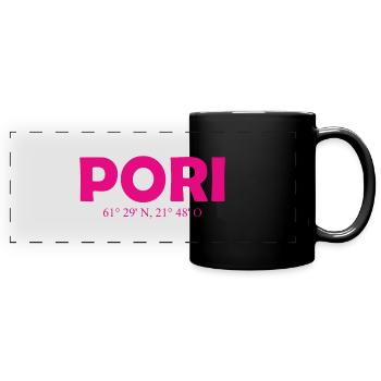 Pori - Finlande - Coordonnées - Longitude Latitude - Mug panoramique uni - noir - Devant