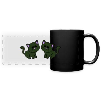 Chats cool - Mug panoramique uni - noir - Devant