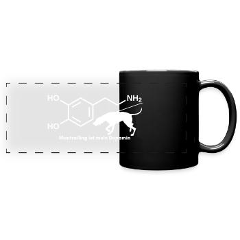 Mantrailing ist mein Dopamin - Panorama-Tasse farbig - Schwarz - Vorne
