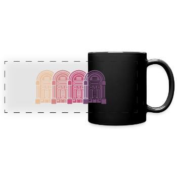 Boîte audio de musique disco rétro Jukebox Collector - Mug panoramique uni - noir - Devant