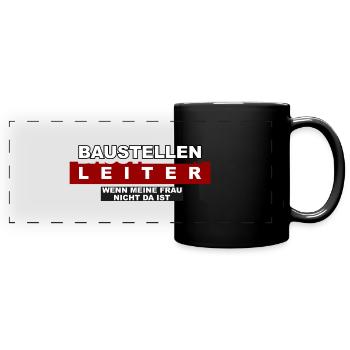 Baustellen Leiter - Panorama-Tasse farbig - Schwarz - Vorne