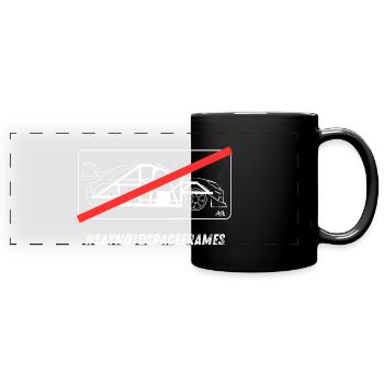 #SAYNOTOSPACEFRAMES White Text - Full Colour Panoramic Mug - black - Front