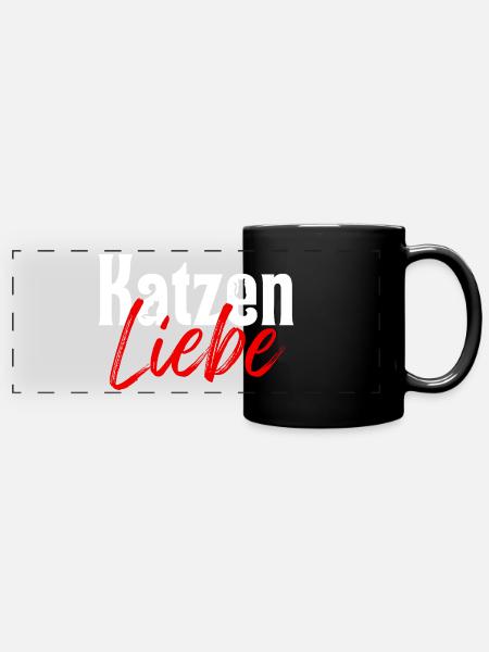 Katzenliebe - Panorama-Tasse farbig - Schwarz