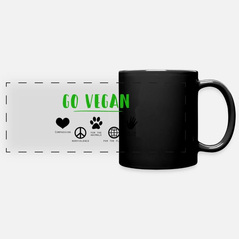 GO VEGAN - Full Colour Panoramic Mug - black