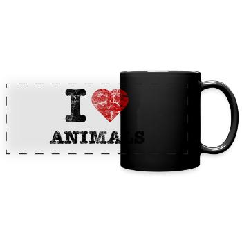 i_love_animals_vintage - Full Colour Panoramic Mug - black - Front