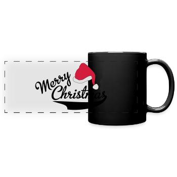 weihnachten - Panorama-Tasse farbig - Schwarz - Vorne