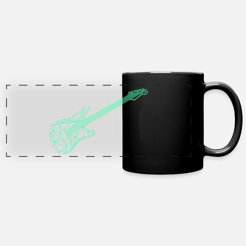 guitar polygon line light green electric guitar - Full Colour Panoramic Mug - black