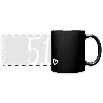 Süße Nummer 51, 51 Jahre alt, Geschenk zum 51. Geburtstag - Panorama-Tasse farbig - Schwarz - Vorne