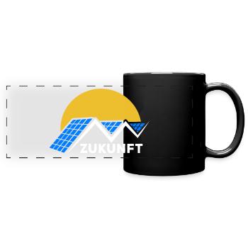 Zukunft Photovoltaik - Solarenergie - Sonne - Panorama-Tasse farbig - Schwarz - Vorne