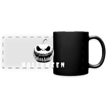 HAPPY HALLOWEEN MOTIF WITH HORROR PUMPKIN - Full Colour Panoramic Mug - black - Front