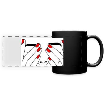 Face red nail - Panorama-Tasse farbig - Schwarz - Vorne
