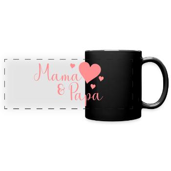 Mama und Papa - Panorama-Tasse farbig - Schwarz - Vorne