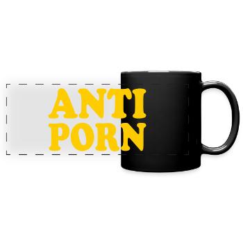 Anti porno - Panorama-Tasse farbig - Schwarz - Vorne