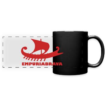 Ship Empuriabrava/Writing red #C62626 - Full Colour Panoramic Mug - black - Front