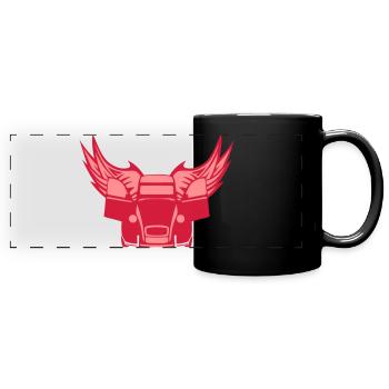 dodoche wing 2 horses go car - Full Colour Panoramic Mug - black - Front