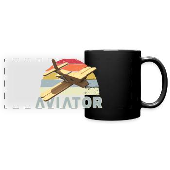 Clothespin aviator low wing aircraft - Full Colour Panoramic Mug - black - Front