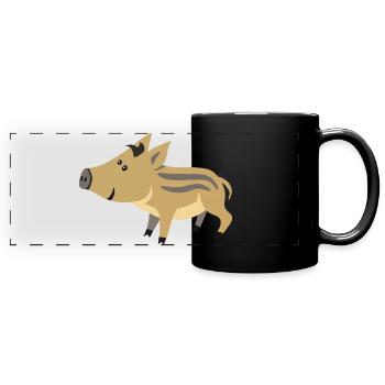 Süßes Wildschwein Baby – niedliche Illustration - Panorama-Tasse farbig - Schwarz - Vorne