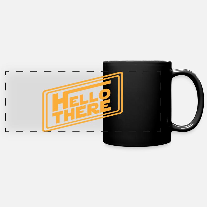 Hello There - Hallo da - Panorama-Tasse farbig - Schwarz