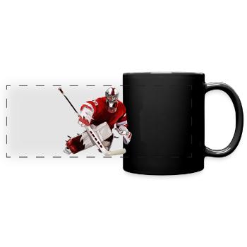 Eishockey Torwart - Panorama-Tasse farbig - Schwarz - Vorne
