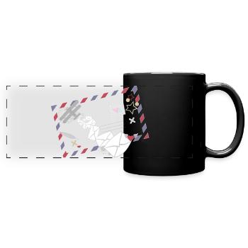 Airmail Rahmen mit Briefen & Postflugzeug Symbol - Panorama-Tasse farbig - Schwarz - Vorne