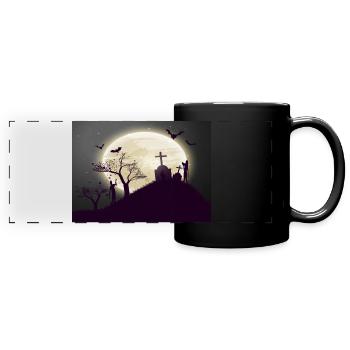 Halloween cemetery with zombies - Full Colour Panoramic Mug - black - Front