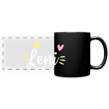 Couronne du prénom Leni - Mug panoramique uni - noir - Devant